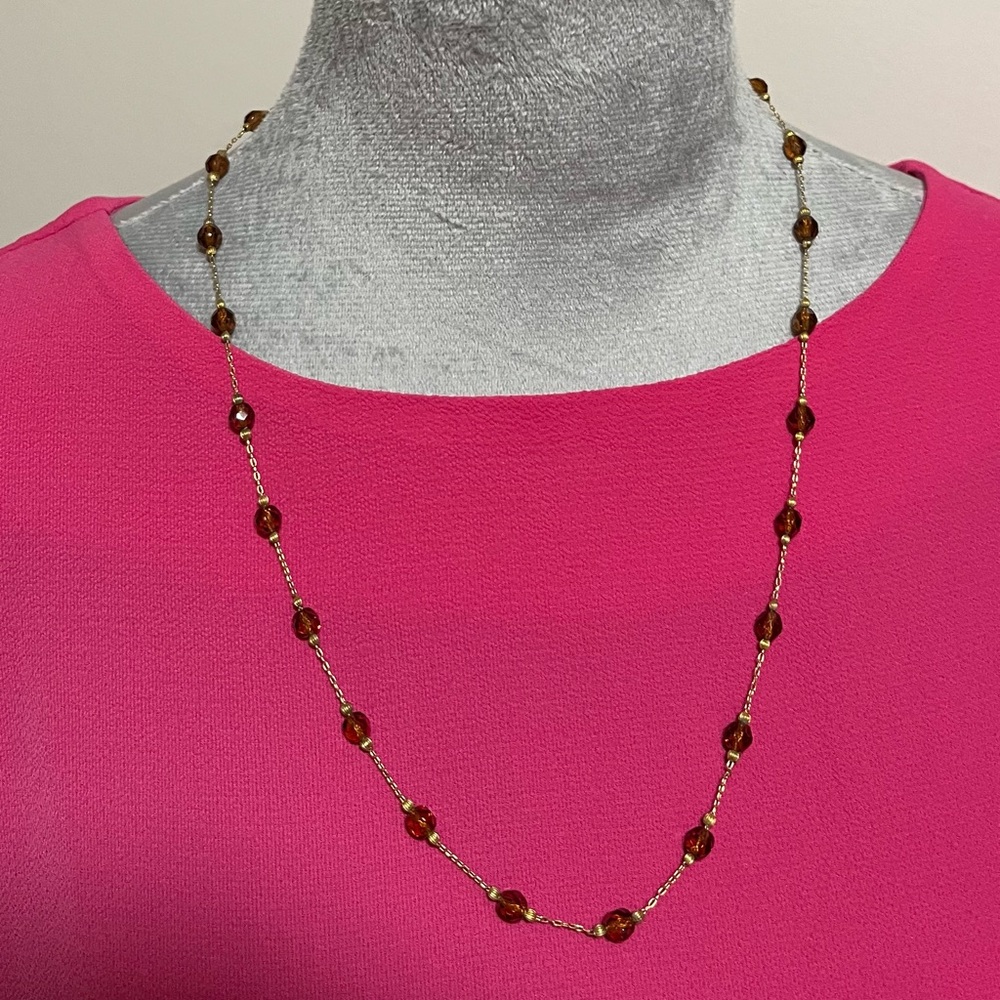 Lucite Beads with  gold tone chain necklace 12” vintage